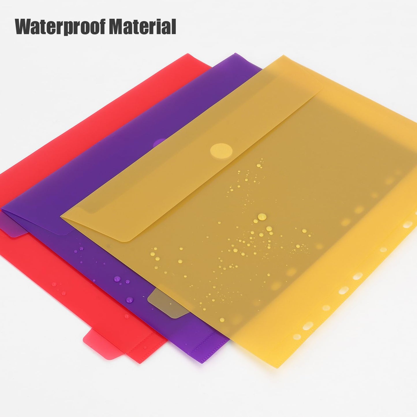 Uquelic Dokumentenmappe A4 zum Abheften, Ringordner A4 Schmal mit 12er Kunststoff Dokumententasche (6 Farben), Wasserdicht Ordner Organizer - Transparent