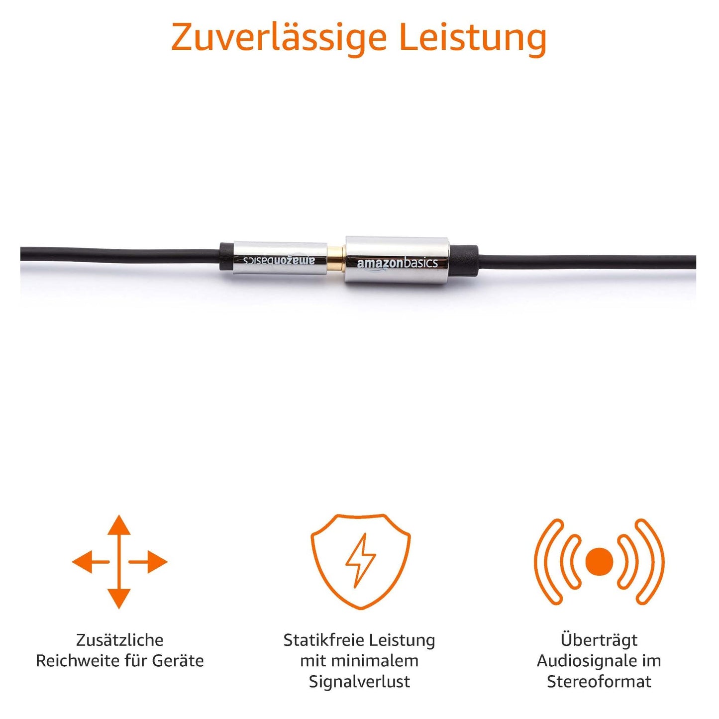 Amazon Basics Stereo Auxiliary Audio-Verlängerungskabel für Männer/Frauen, 3,5 mm, 3.6 m, Schwarz/Grau