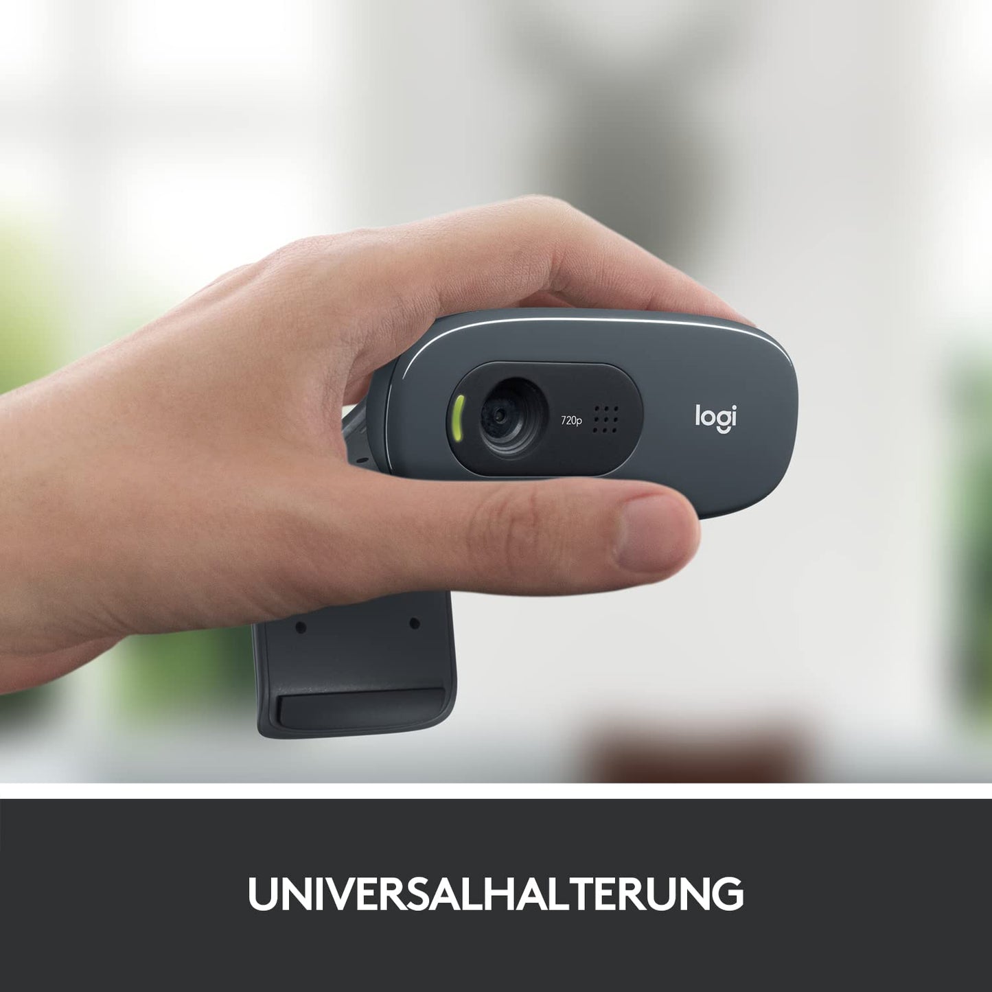 Logitech C270 Webcam, HD 720p, 60° Sichtfeld, Fester Fokus, Belichtungskorrektur, USB-Anschluss, Rauschunterdrückung, Universalhalterung, Für Skype, FaceTime, Hangouts, etc. - Schwarz