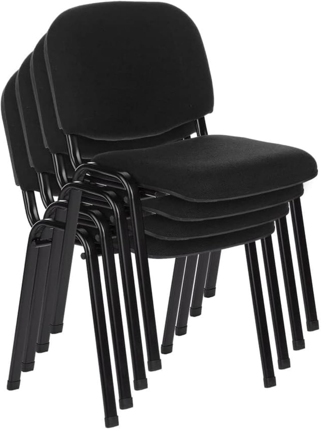 Topsit 8er-Set Stapelbare Besucherstühle Schwarz ohne Armlehnen, Metallgestell für Büro, Rezeption und Konferenz