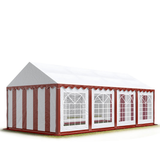 TOOLPORT Party-Zelt Festzelt 4x8 m Garten-Pavillon -Zelt PVC Plane 700 N in rot-weiß Wasserdicht