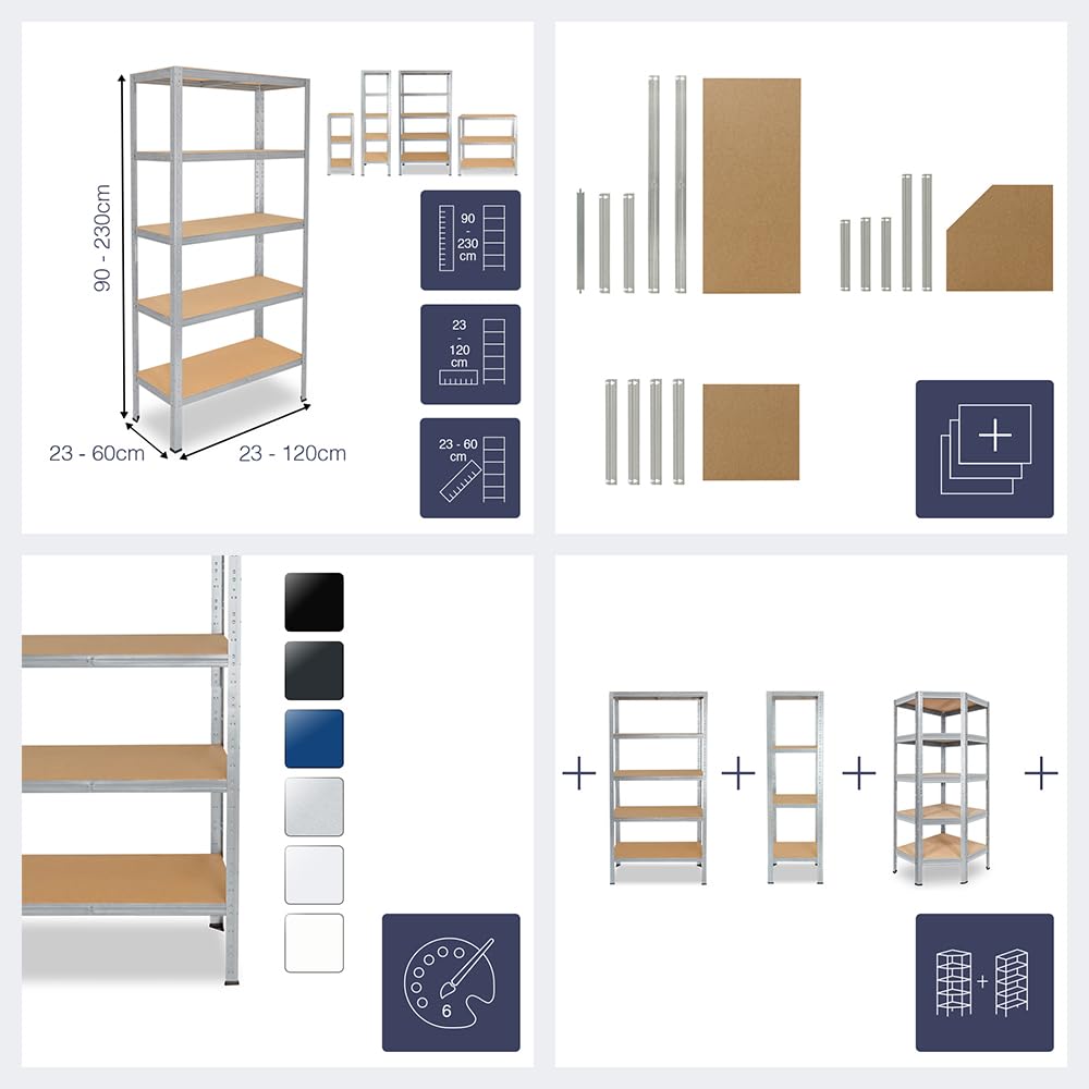 shelfplaza® 90x100x40cm Home Schwerlastregal verzinkt/Metallregal mit 3 Böden/Kellerregal Metall, Garagenregal, Werkstattregal oder Regal Lagerregal/Steckregal Metall mit 175kg Tragkraft
