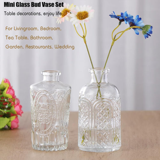 ZgoEC 16pcs Kleine Vasen für Tischdeko, Kleine Glasvasen Set Hochzeitsdeko, Vintage Vasen Deko, Kleine Vasen Set Deko für Mittelstücke, Mini Blumenvasen für Hochzeit Babyparty Wohnung Dekoration