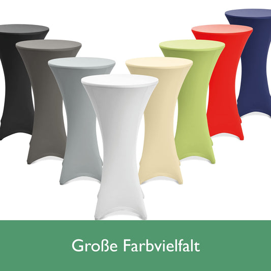 Beautissu 2er Set Stretch Stehtisch Husse Weiß Ø 70-75 cm Stella – Verstärkung im Fußbereich & 40°C waschbar, rutschfest & bügelfreie Husse für Stehtisch & Bistrotisch als Tisch-Überzug