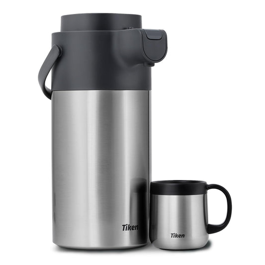 Tiken 4L Pumpkanne Thermoskanne Edelstahl Doppelwandige Vakuum Isolierkanne Kaffeeskanne