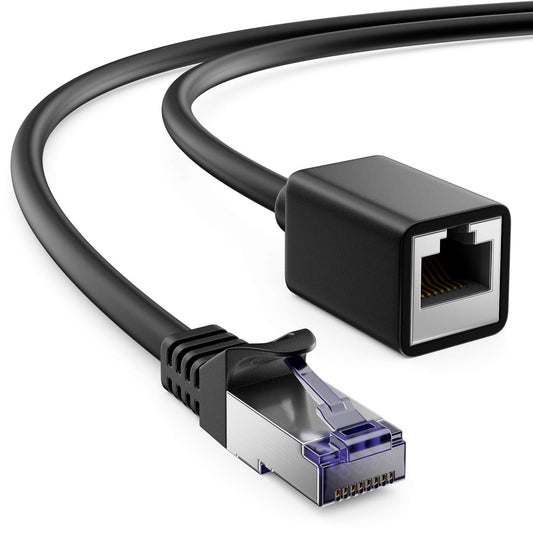 deleyCON 5m CAT7 Patchkabel Verlängerung für Ethernet LAN Netzwerkkabel - CAT 7 Rohkabel mit RJ45 Stecker auf RJ45 Buchse S/FTP Kupfer PiMF 600 MHz - Schwarz