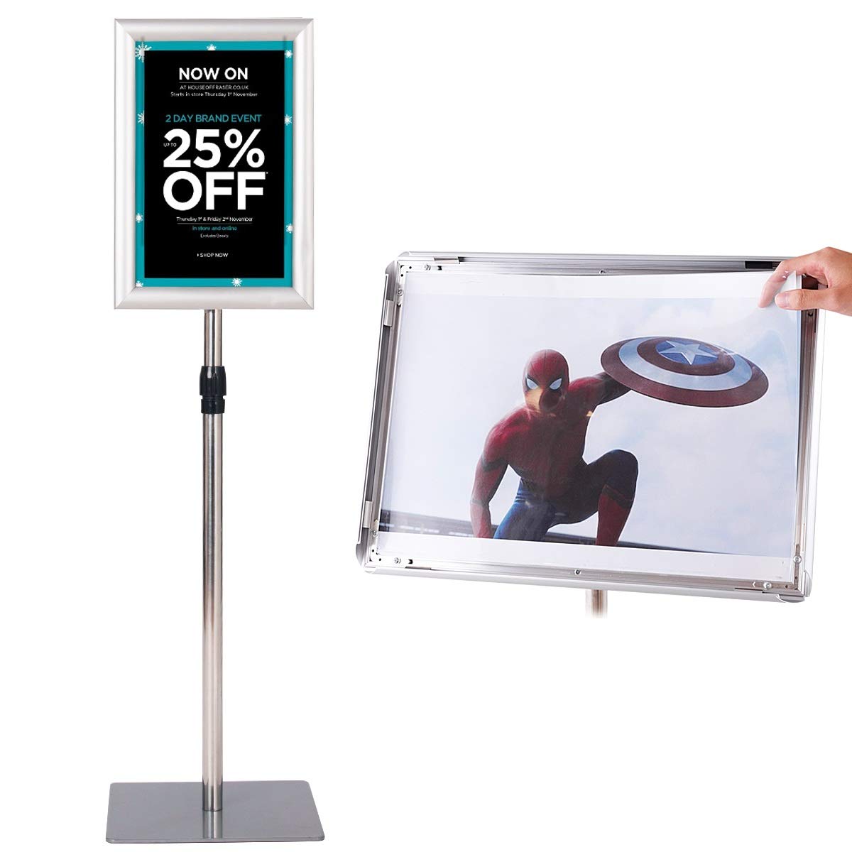 COSTWAY Infoständer A4, Informationsständer höhenverstellbar, Plakatständer, Kundenstopper, Präsentationsständer, Werbeständer, Posterständer, Aufsteller (Silber)