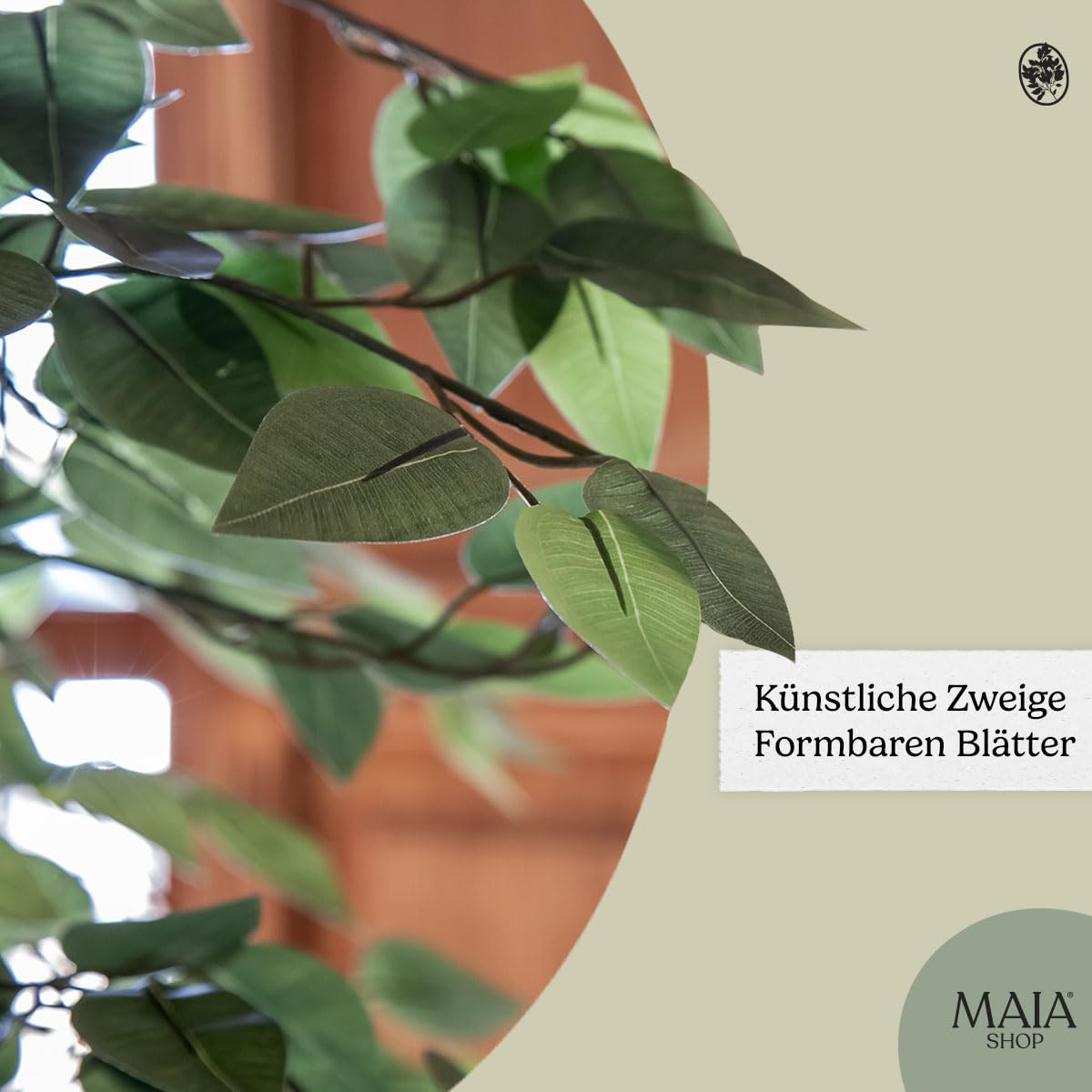 Maia Shop | Ficus | Kunstpflanzen | Künstlicher Baum | Maße: 105 x 70 cm | Künstliche Pflanzen | Fake Plant | Plastik Pflanze | Ficus Benjamini | Deko | Deko Wohnzimmer