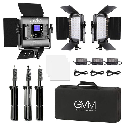 GVM RGB Videolicht mit Stativ, 800D APP-Steuerung Fotografie LED Dauerlicht, Dimmbar 3200K-5600K LED Videobeleuchtung für YouTube Video Fotografie Studioset Streaming Filmlicht Studiolicht videolampe
