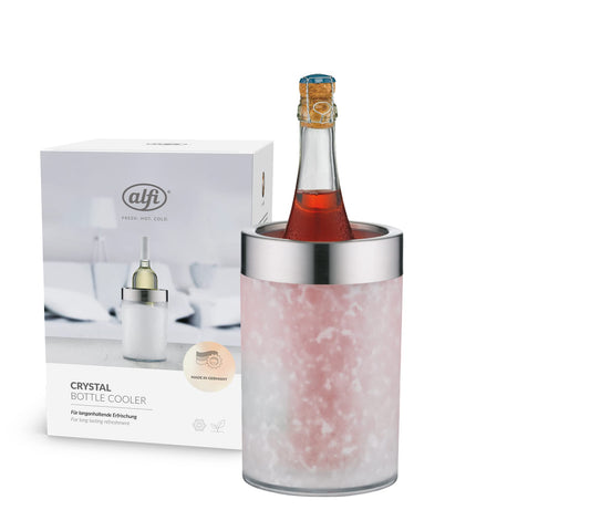 alfi Weinkühler Crystal Ice, Aktiv-Flaschenkühler aus doppelwandigem Acryl, 0355.011.000 Sektkühler einfach im Gefrierfach vorkühlen, Getränkekühler hält Flaschen über Stunden kalt, 16.3 x 16.3 x 22.7 cm