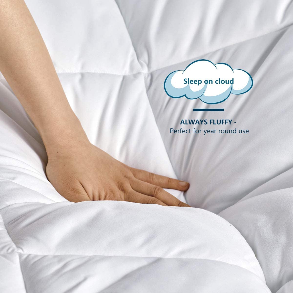 WAVVE Bettdecke 200x200cm Ganzjahresdecke 4 Jahreszeiten, Steppdecke 300gsm Mikrofaser 200x200 cm, Super Weiche Zudecke Schlafdecke Atmungsaktive 200 x 200 Weiß