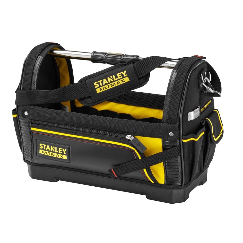 Stanley FatMax Werkzeugtrage (Werkzeugtasche 48cm x 25cm x 33cm, 600 Denier Nylon, wasserdichter Kunststoffboden, ergonomischer Gummigriff, Rahmen stahlverstärkt, verstellbarer Schultergurt)