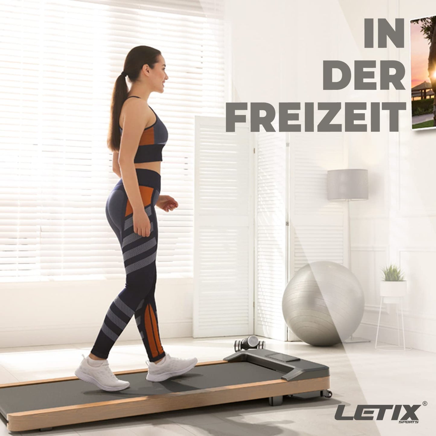 Elektrisches Laufband DeskWalk für zu Hause oder Büro, LCD-Display Motorisiertes Fitnessgerät, Schreibtisch Heimtrainer (Holz-Optik)