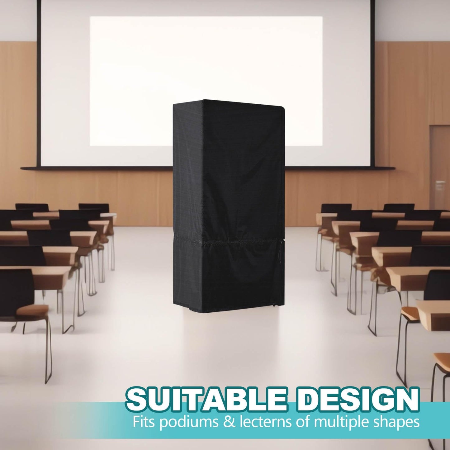 Ribbonlic Podium Schutzhülle für Kanzel, Rednerpult, wasserabweisend, PVC-beschichtetes Polyester, Podiumabdeckung für Podiumständer, Lehrer, Staffelei, Schreibtischregal, 61 cm L x 45 cm B x 124 cm H