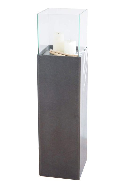 VIVANNO Windlicht-Säule 100 cm Kerzenständer in Beton-Optik Anthrazit, Deko Laterne mit Glas-Einsatz