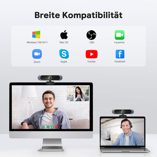 DEPSTECH DW49 Pro Webcam 4K, Ultra HD 1/2,55'' Sony-Sensor, 3-facher Zoom, Webcam mit Zwei Mikrofon, Fernbedienung, Autofokus, Streaming Kamera für PC, Mac, Laptop, Videoanruf, Zoom, Skype, Teams