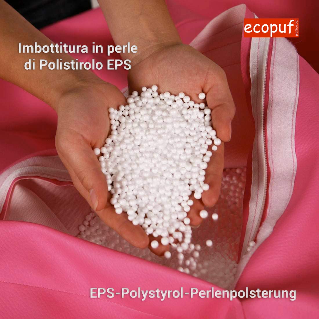 Ecopuf - Sessel Wohnzimmer - Keiko Patchwork S/M Polyester Sack Sitz - Entspannungssessel zum Sitzen - Sack Pouf reißfest schmutzabweisend - Pouff mit Handgriff - Wohnungseinrichtung - Rot Nc12