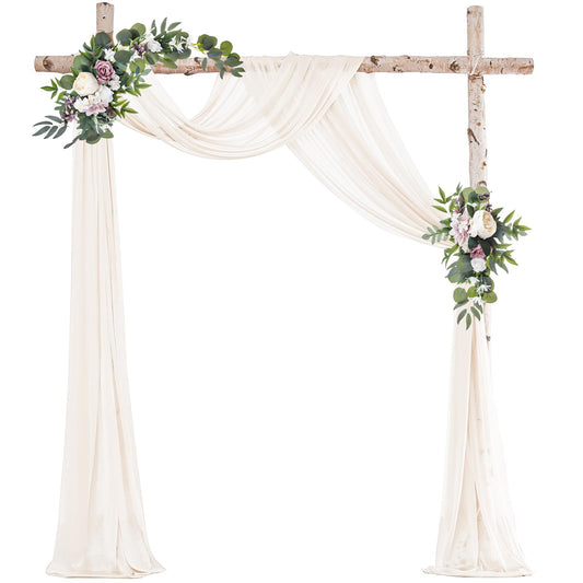 Ghope Hochzeitsbogen Vorhang Querbehang Transparente Tüll Hochzeits Hintergrund Vorhang Kulissenvorhänge Hochzeitsbogen Gardinen Dekoration für Fotografie Party Hochzeit Torbogen Zeremonie