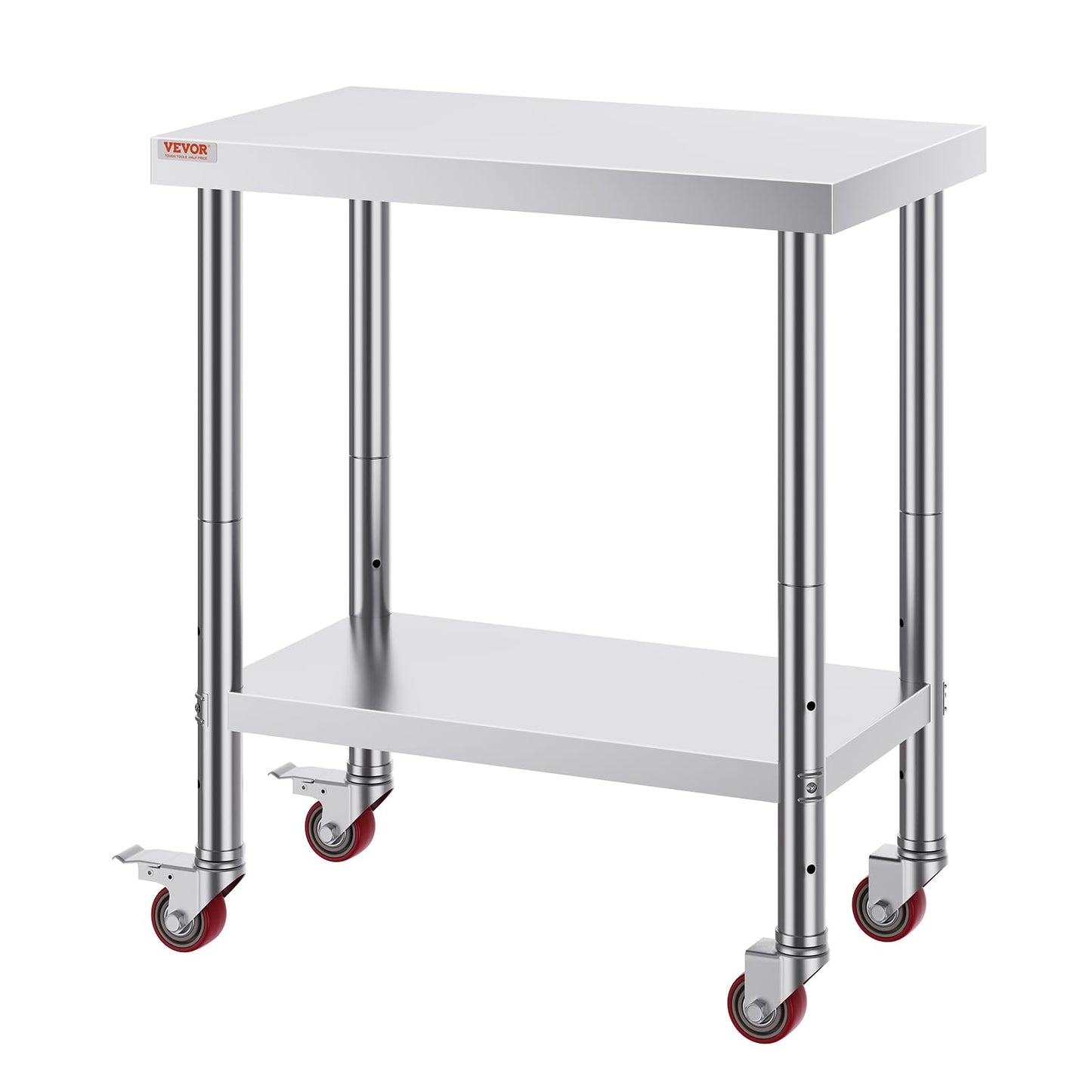 VEVOR Arbeitstisch Edelstahl 76 x 46 x 86 cm Werkbank Catering Arbeitstisch etwas 100 kg für Belastbarkeit Lebensmittel Zubereitungstisch Gewerbliche Arbeitstisch für Küche 4 verstellbare Füße