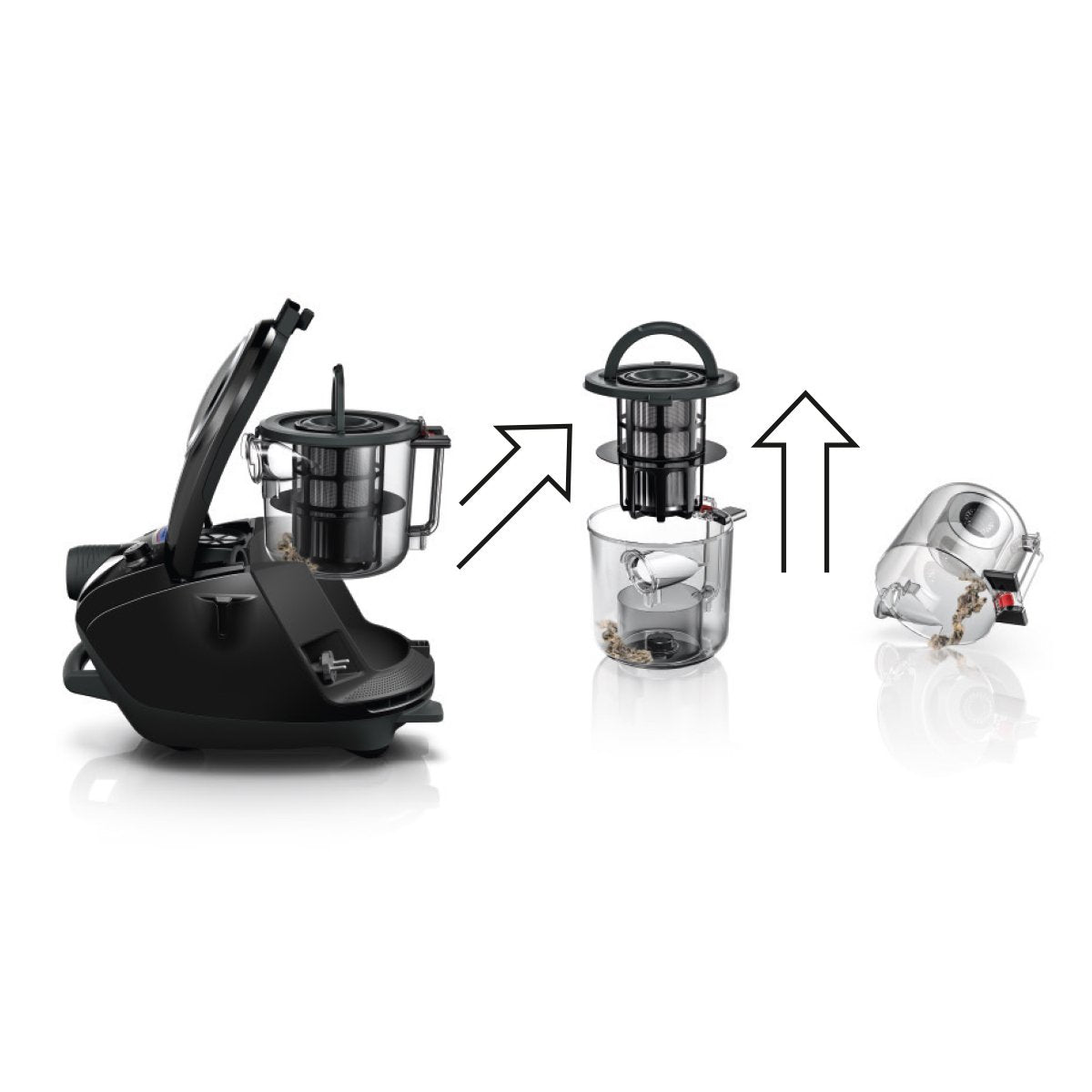 Bosch Staubsauger beutellos ProSilence Serie 8 BGS7MS64, Bodenstaubsauger, leise, Hygiene-Filter, Bodendüse für Parkett, Teppich, Fliesen, Starke Saugleistung, langes Kabel, 800 W, schwarz