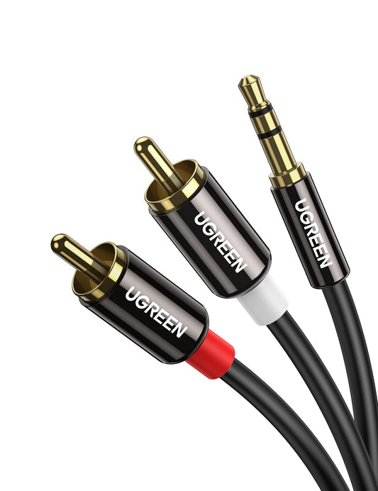 UGREEN Klinke auf Cinch Kabel 3,5mm Klinke Chinch Stereo Audio Kabel für TV, PC, Handy, MP3-Player, Lautsprecher, Heimkino, Autoradio, Tablet, Verstärker, Soundbar usw. (2m)