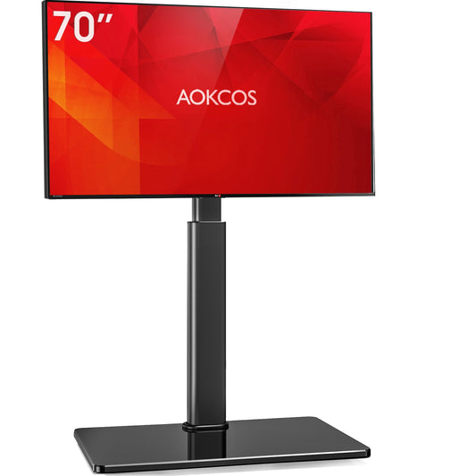 AOKCOS TV Ständer Bodenständer Höhe 1350mm für 32-55 65 70 Zoll Fernseher, Neigbar & Schwenkbar & Höhenverstellbar Fernsehständer, Universal TV Standfüße Standfuss Max VESA 400x400mm 40KG (Schwarz)