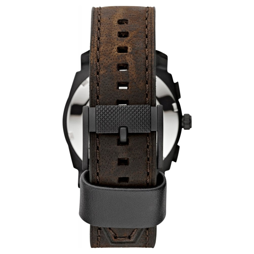 Fossil Machine uhr für Herren, Chronographenwerk mit Edelstahl- oder Lederarmband, Schwarz und Braun, 42MM