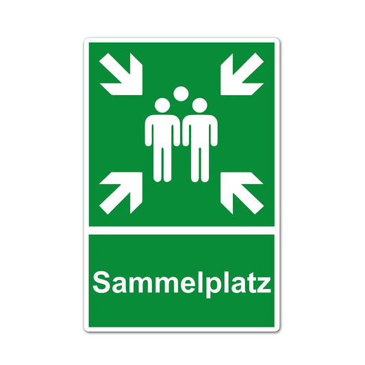 XXL Sammelplatz Schild 30 x 40 cm aus stabiler PVC Hartschaumplatte 5 mm Sammelstelle Sammelpunkt mit UV-Schutz von STROBO