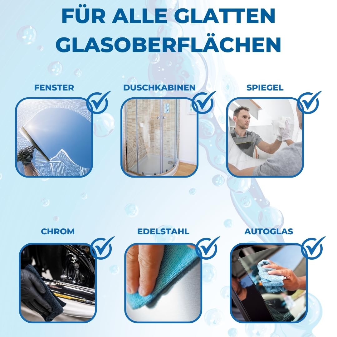 PandaCleaner Glasreiniger Konzentrat - 1000ml Glasreiniger Fenster - Fensterreiniger Konzentrat für streifenfreie Reinigung - Für alle Fenstersauger (1000ml)