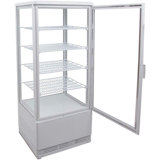 ZORRO - Kühlvitrine weiß Kuchenvitrine Gastro - 100 Liter - R600A - 4-Seitig Doppelverglast