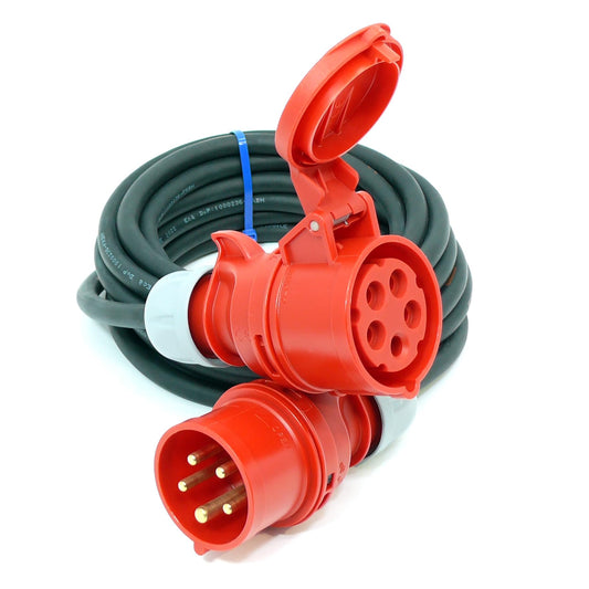 CEE Starkstromkabel (1,5m-50m) 16A Verlängerungskabel Titanex H07RN-F 5x1,5mm² mit PCE Shark Stecker und Kupplung, Business-Line von Event-Kabel (15 Meter)