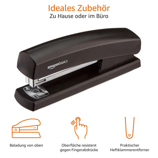 Amazon Basics Heftgerät mit 1.000 Heftklammern, 1-pro Packung, Schwarz