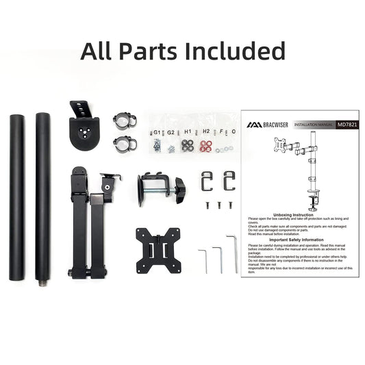 Bracwiser einzelnen Voll einstellbare Stehhöhe Monitorarm Standhalterung 800 mm hoch für Monitor Computerbildschirm 13 15 17 19 20 22 23 24 26 27 30 32 Zoll VESA 75 100 MD7821