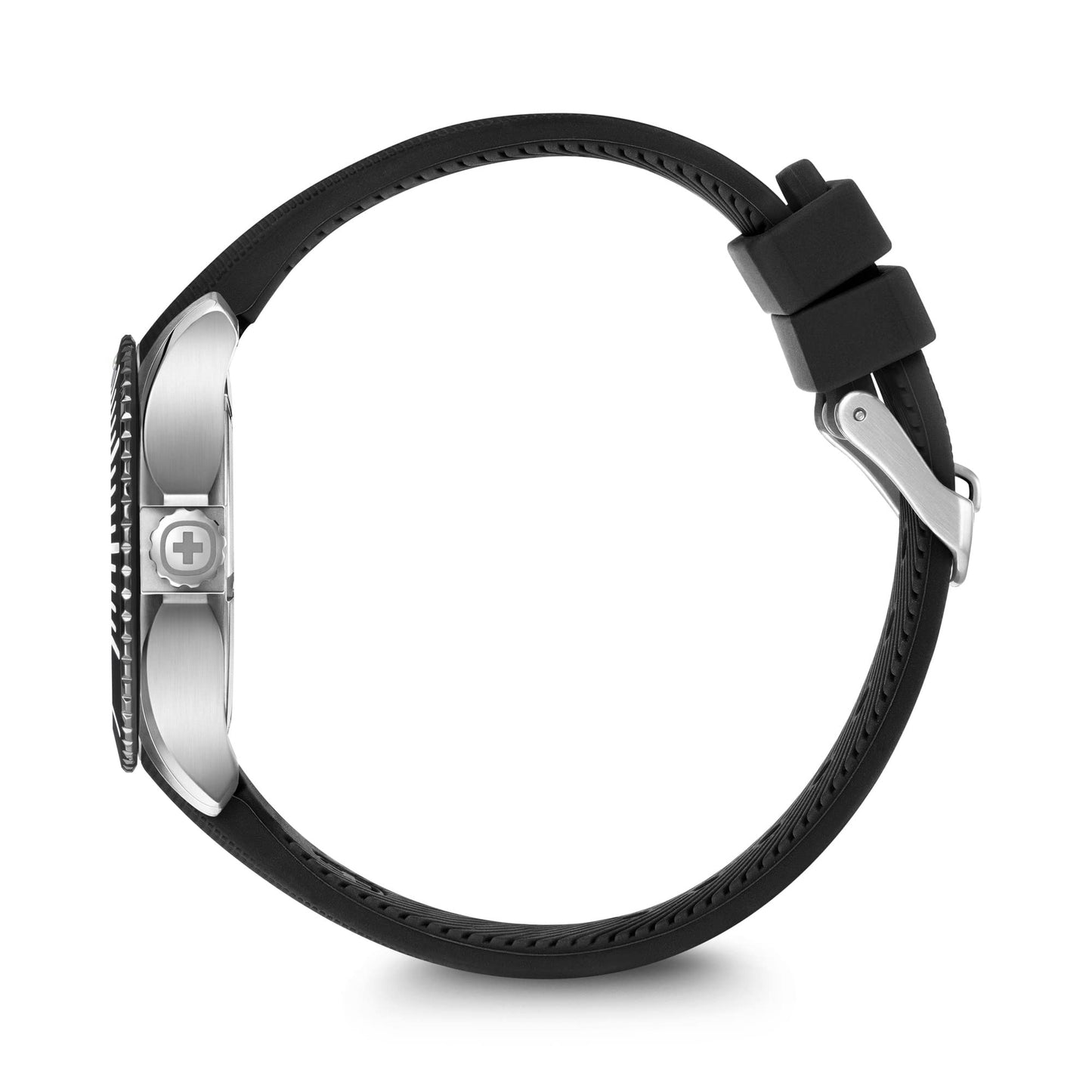 WENGER Unisex Armbanduhr Seaforce Small Ø 35 mm, Swiss Made, Analog Quarz, Wasserdicht, Silikon-Armband, Schwarz, 01.0621.110