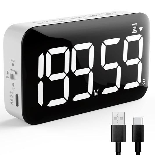 DOOMAY Digitaler Küchentimer - Magnetischer Wiederaufladbarer Küchenwecker, Helligkeit und Lautstärke einstellbar, Ideal für Kochen, Klassenzimmer, Büro und für Kinder, Lehrer, Senioren zu verwenden