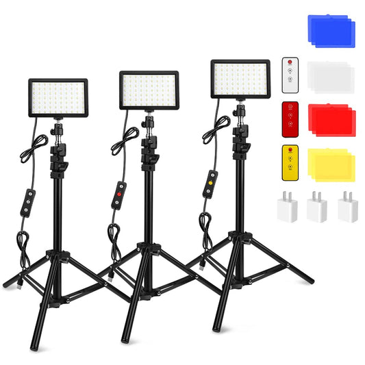 3 Packungen 70 LED Videoleuchte, Obeamiu 5600K USB Studio-Beleuchtungsset für Tisch-Flachwinkelaufnahmen farbenfroh Beleuchtung Produktporträt YouTube-Videofotografie (3 Packungen-D)