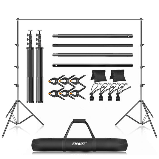 EMART Foto Hintergrund Ständer Kit, 3m x 3,6m Verstellbares Fotostudio Hintergrundständer, Hintergrundsystem für Fotografie, Video, Porträt und Produktfotografie