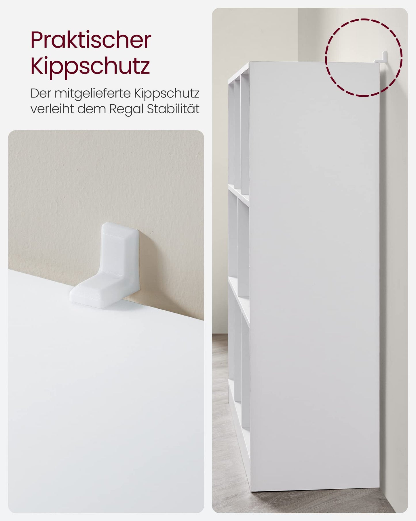 VASAGLE Bücherregal 8 Fächer Weiß, Flexibles Würfelregal 97,5 x 100 cm für Wohnzimmer, Büro und Schlafzimmer