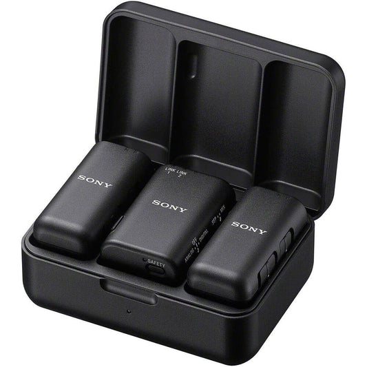 Sony ECM-W3, 2 Sender, 1 Empfänger, Ladestation, Kabelloses Mikrofon, Rauschunterdrückung, 150m Reichweite, Ideal für Kameras, Smartphones, Podcast, Streaming, Interviews