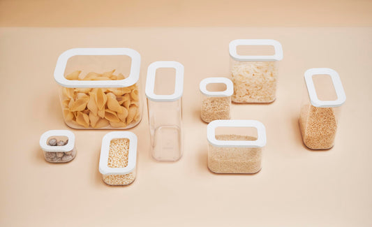 Mepal Transparente Vorratsdosen mit Deckel - Lebensmittelbehälter Rechteckige - Küchenorganizer & Aufbewahrungsbox aus Kunststoff - Vorratsbehälter Luftdicht & Stapelbar - 425 ml - White