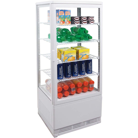 ZORRO - Kühlvitrine weiß Kuchenvitrine Gastro - 100 Liter - R600A - 4-Seitig Doppelverglast