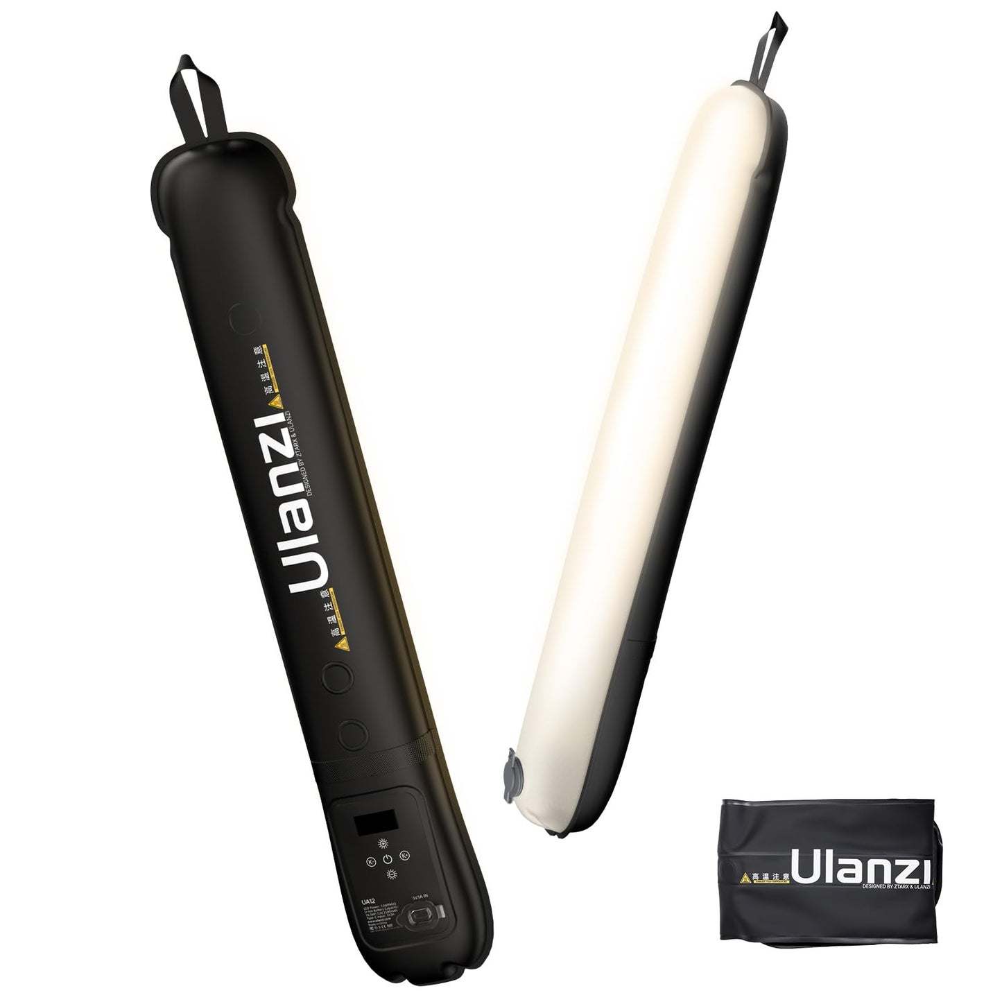 ULANZI UA20 Tragbare Luftschlauchleuchte, 20W Air Tube Light Zweifarbig 2700-6500K, Handheld LED Video Licht 18Wh Akku USB-C Wiederaufladbar, Wasserdicht Aufblasbarer Led Tube für Fotografie/Camping