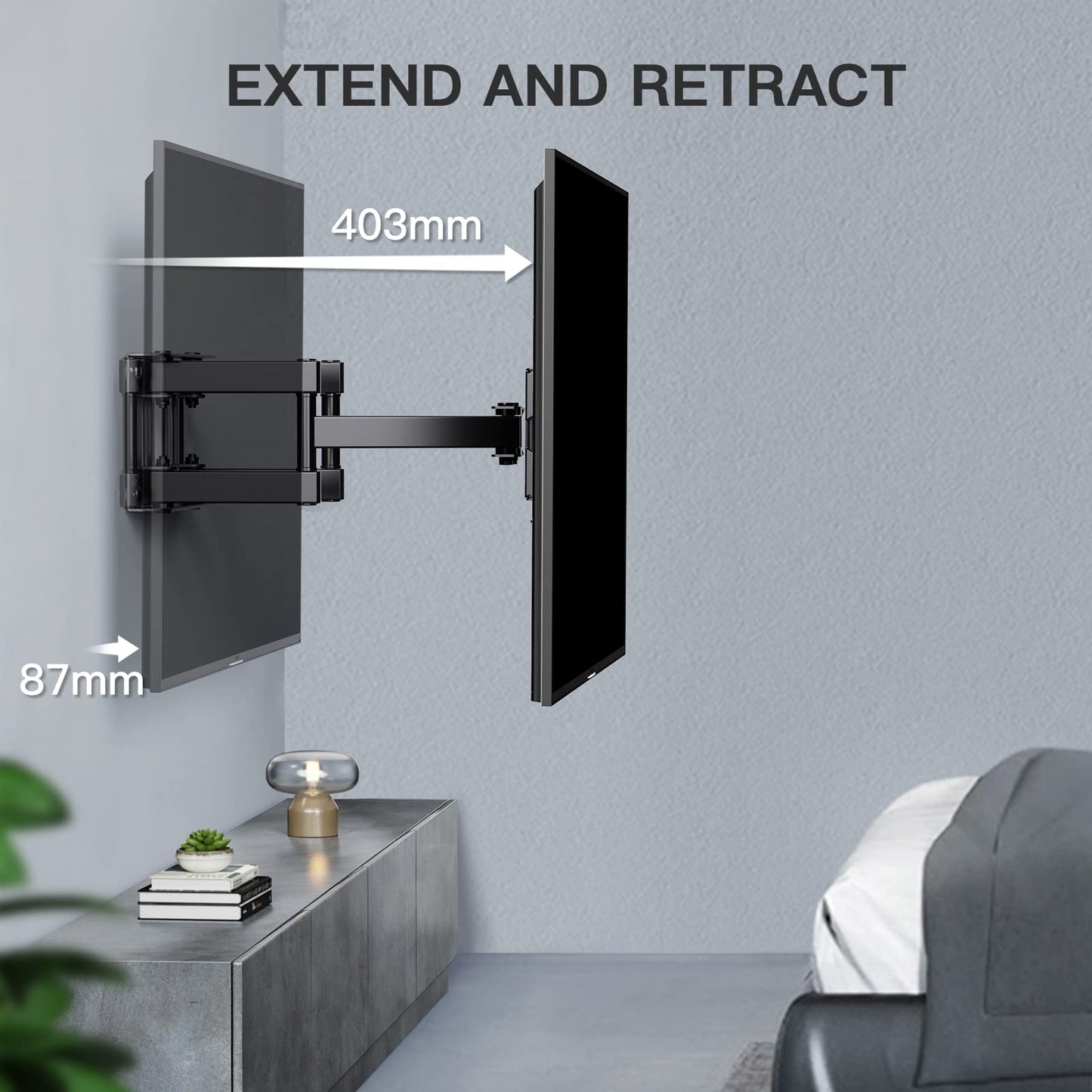 PERLESMITH TV Wandhalterung, Schwenkbare Neigbare TV Halterung für 26-70 Zoll Flach & Curved Fernseher oder Monitor bis zu 45kg, max.VESA 400x400mm