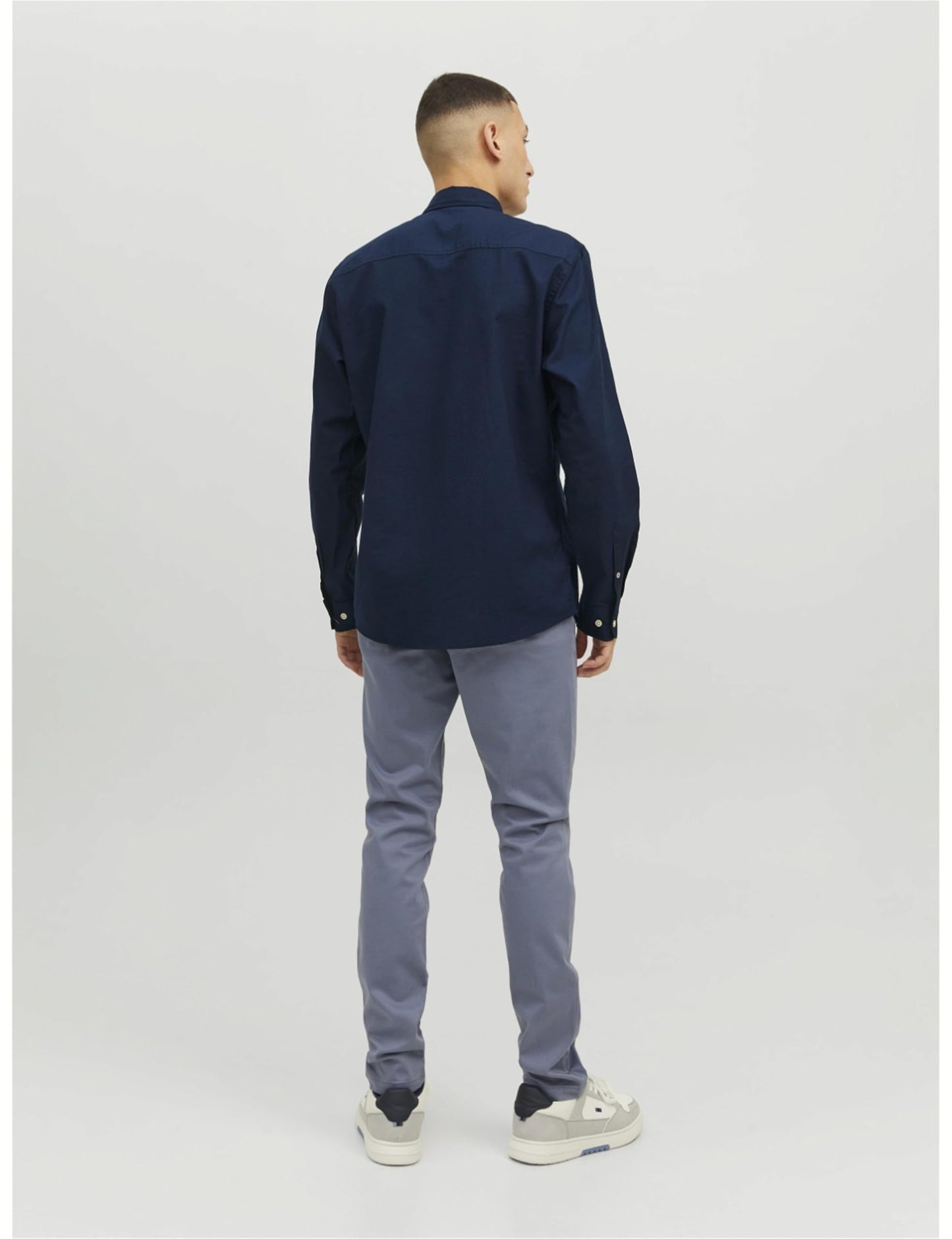 JACK&JONES Hemd Slim Fit Business Shirt mit Brusttasche Weiches Langarm Twill Oberteil JJEOXFORD, Größe Hemd:XL,Farben:Navy