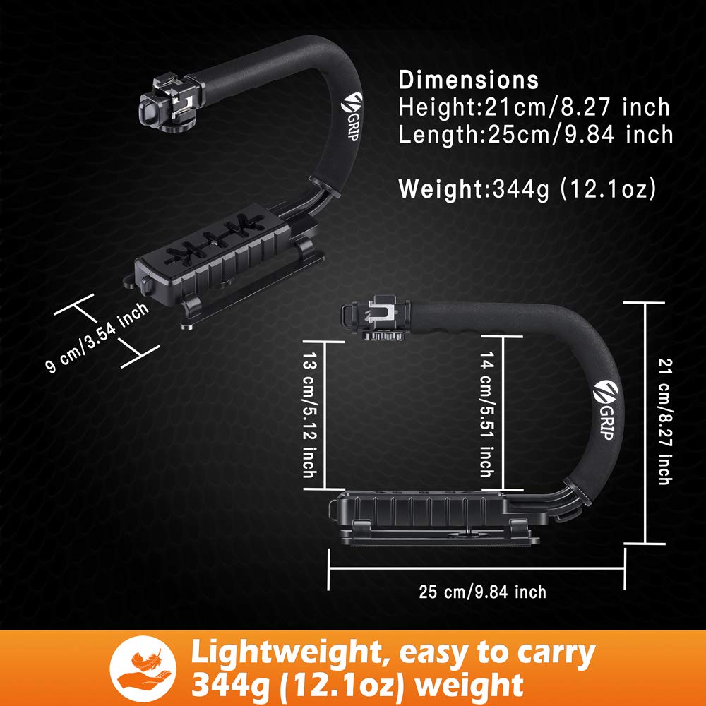 Zeadio Tripel Zubehörschuh Handheld Stabilisator, Video Aktion Handgriff Griff für Canon Nikon Sony Panasonic Pentax Olympus DSLR Kamera Camcorder DV