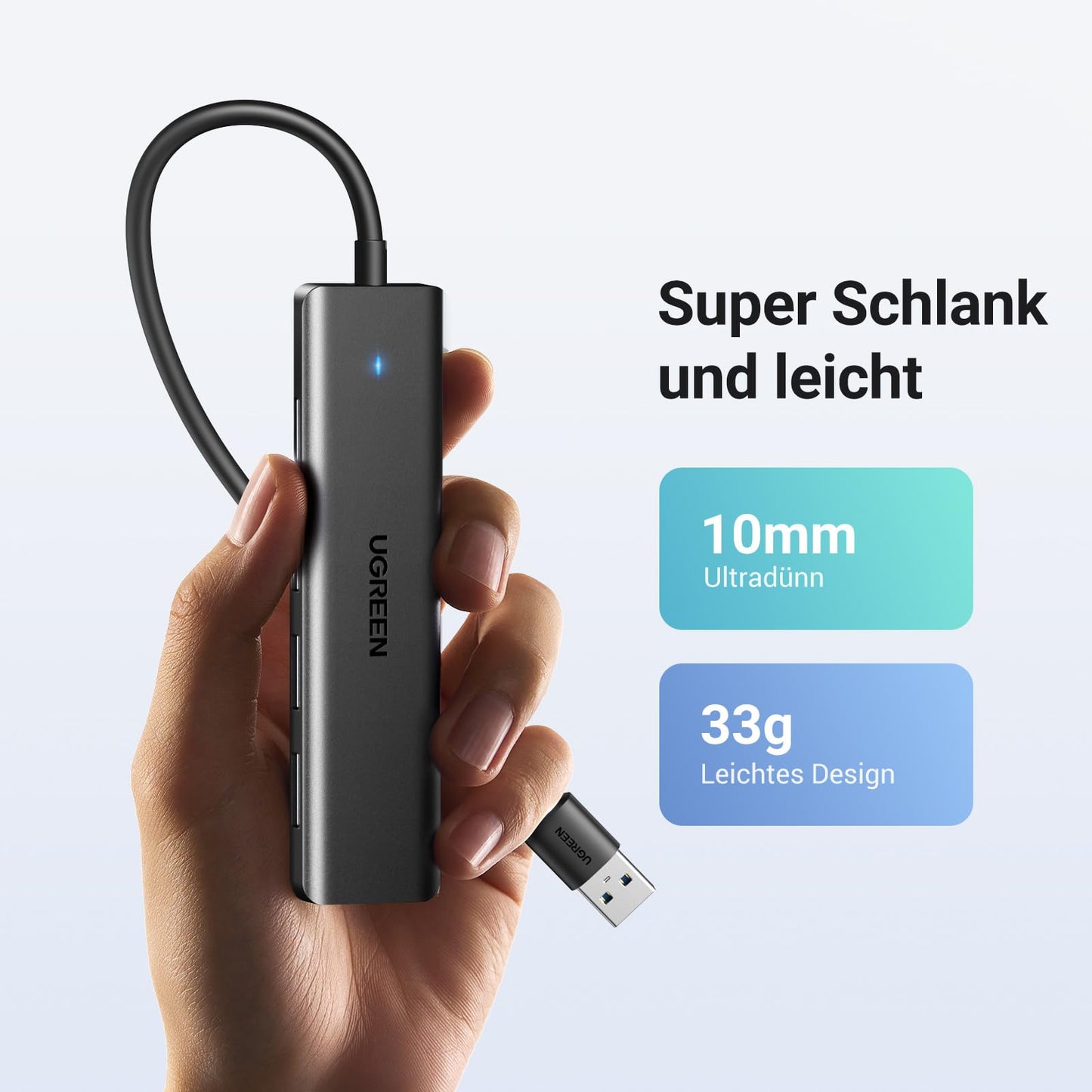 UGREEN 4-Port USB 3.0 Hub USB Verteiler 5Gbps USB Mehrfachstecker USB Splitter für MacBook, iMac, Surface, Dell, Thinkpad, USB Stick, Mobile HDD, Desktop PC und mehr (15cm)