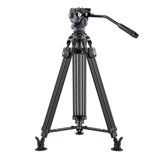 ULANZI VideoFast Stativ Kit aus Aluminium, 64.5“ Heavy Duty Videostativ mit Pro Damping Fluid Kopf, Professionelles Stativ 360° Pan & +90°/-45° Tilt Dämpfung, QR-Platte,10kg / 22 lb Belastung