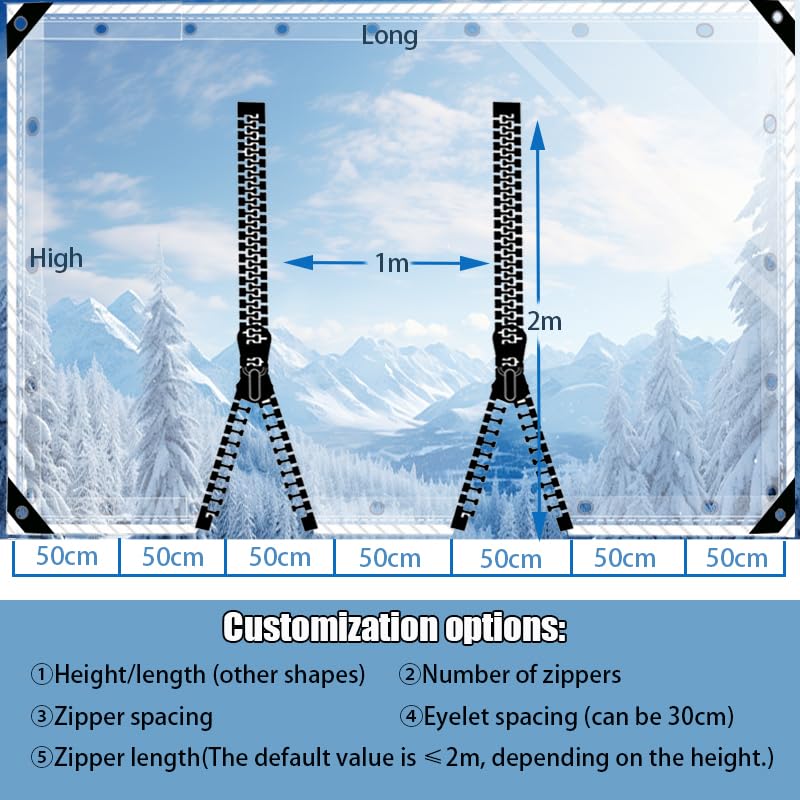 AMXFS Outdoor Vorhang mit Ösen Wetterfest Plane aus PVC H1,8m*L1,2m Windschutz Regenschutzplane Terrassenplane 0,5mm Planen outdoorvorhänge für Pavillon Wintergarten,Transparent & 2 RV