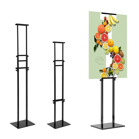 ybaymy Plakatständer Infoständer Doppelseitiger Plakatständer Verstellbarer Metall Informationsständer Präsentationsständer Werbeständer Posterständer Schnapprahmen mit Sockel(Schwarz)