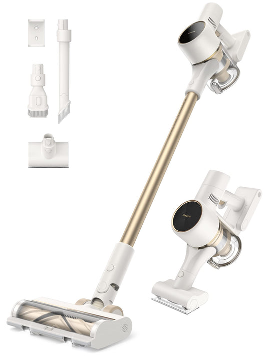 dreame R10 Akku Staubsauger, 120AW Starke Saugkraft Staubsauger Kabellos, 60 Min Laufzeit, Bürste für Diverse Oberflächen mit LED-Licht, ideal für Hausreinigung, Tierhaare, Teppiche